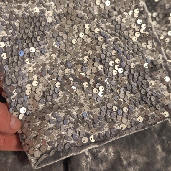 Midnight Velvet NWOT Lucinda Gray Silver Sequin Pull-on Leggings Pants - Picture 8 of 13